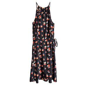 Navy Blue Floral Print Sleeveless Dress